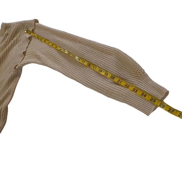 Misa Los Angeles Ruffle Flutter Sleeve Knit Sweater XL beige neutral feminine - Picture 7 of 14